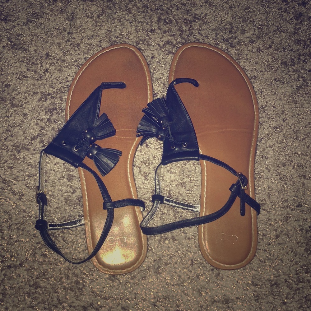 Navy Tassel Sandals